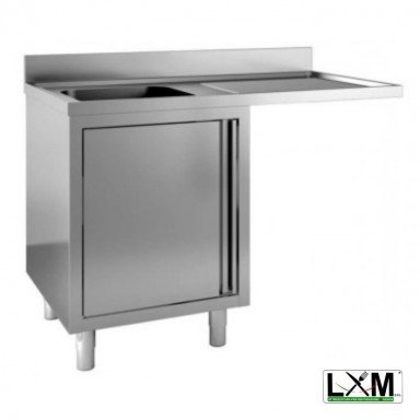 Lavatoio armadiato con porte a battente in acciaio inox ad una vasca,sgocc. a destra e vano lavastoviglie prof. 60 o 70 cm
